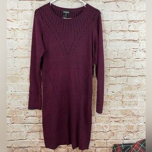 NEW Express womens XL Sweater Dress Ribbed Knit Long Sleeve Stretch Bodycon